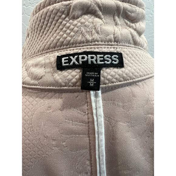 Express Blush Pink Textured Floral Quilted Moto Jacket Women’s Size M - Picture 5 of 11